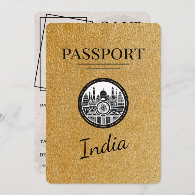 Reserve A Data Dourado India Passport Salvar a Data (Frente/Verso)