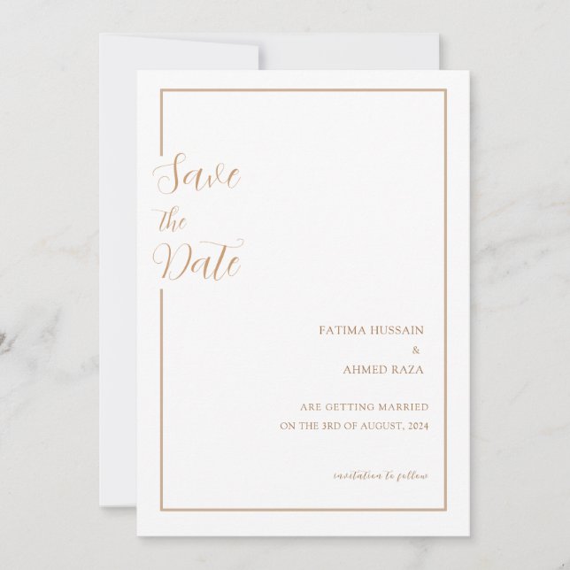 Reserve A Data Dourado Mínimo Sofisticado Casamento Muçulmano Sal (Frente)
