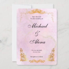 Reserve A Data Dourado & Rosa, Casamento Real & Sofisticado Salve
