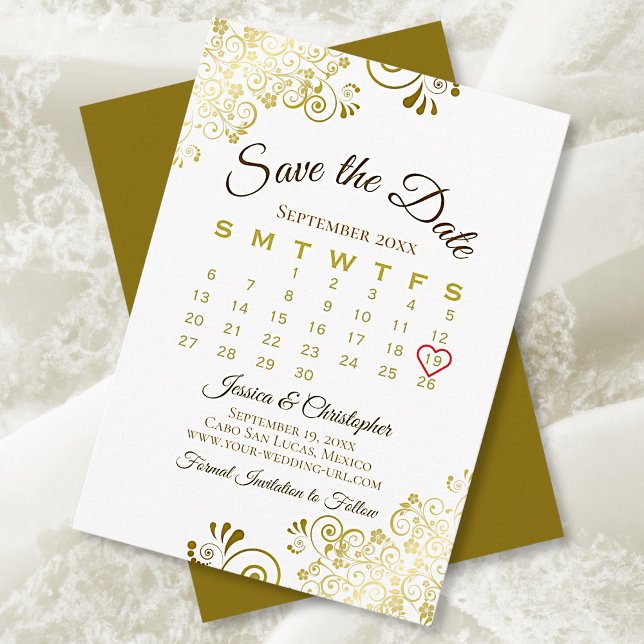 Reserve A Data Dourados Amigos no Calendário de Casamento Elegant (Criador carregado)