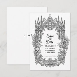Reserve A Data Dragão Gótico Medieval Grifo Preto Gravura Salvar
