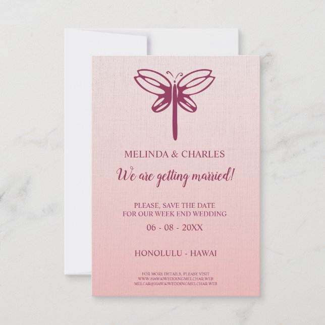 Reserve A Data Dragonfly Logo in Burgundy on Gradient for Wedding (Frente)