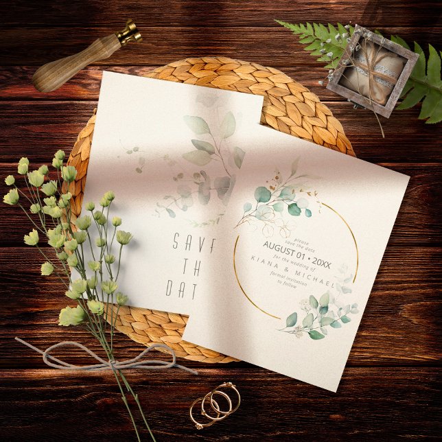 Reserve A Data Dreamy Greenery Wedding Green/Blue ID817 (Criador carregado)