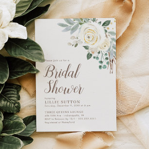 Reserve A Data Dreamy White Winter Floral Chá de panela Invite