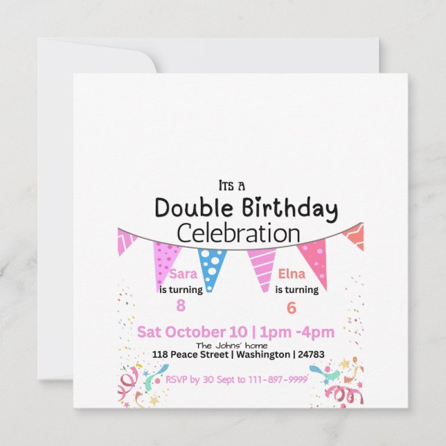 Reserve A Data Dupla Celebração de Aniversário  (Frente)