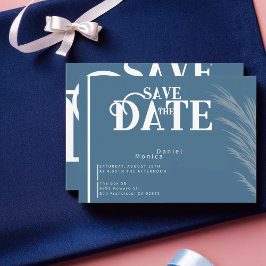 Reserve A Data Dusty Blue Autumn Pampas Design de Casamento