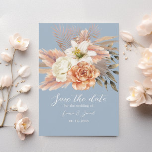 Reserve A Data Dusty Blue e Peach Floral Wedding
