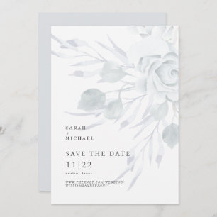 Reserve A Data Dusty Blue Elegant Floral Casamento Salva A Data