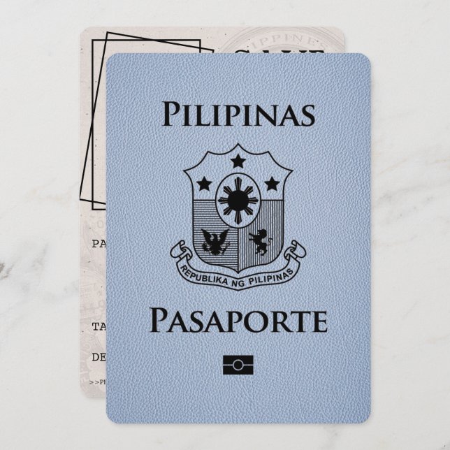 Reserve A Data Dusty Blue Filipinas Passaporte Salvar Data (Frente/Verso)