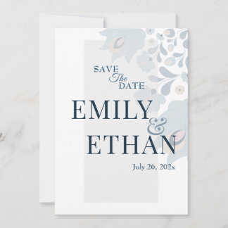 Reserve A Data Dusty Blue Floral Save the Date