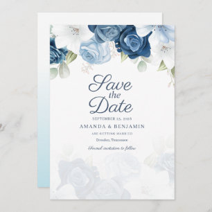 Reserve A Data Dusty Blue Floral Watercolor Bloom Wedom