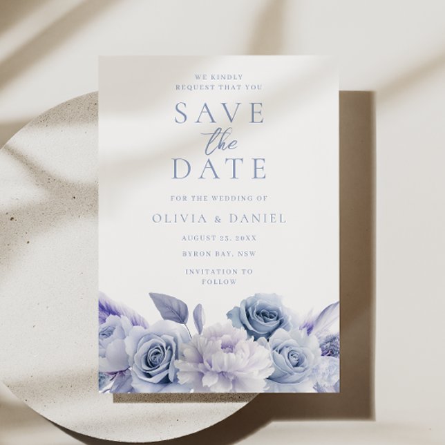 Reserve A Data Dusty Blue Floral Wedding (Criador carregado)