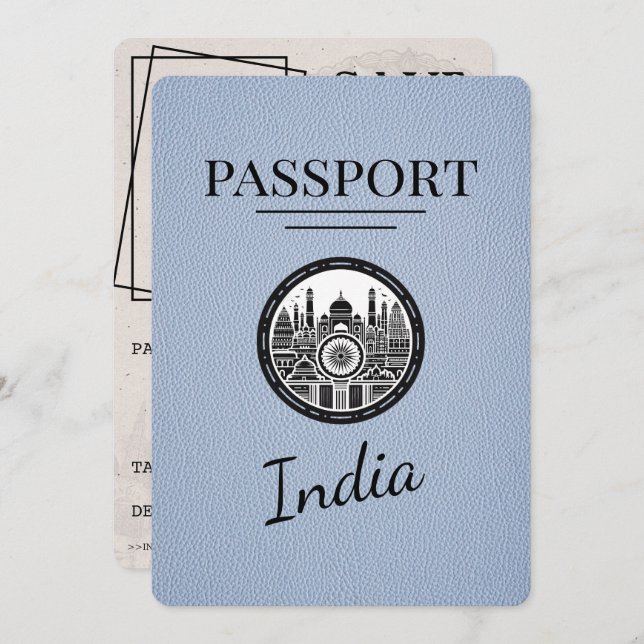 Reserve A Data Dusty Blue India Passport Salvar Data (Frente/Verso)