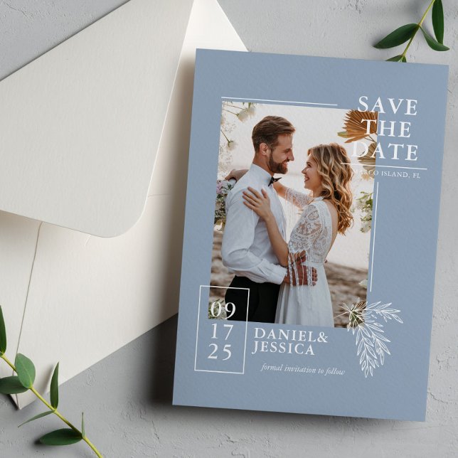 Reserve A Data Dusty Blue Modern Foto: Casamento Salve A Data (Criador carregado)