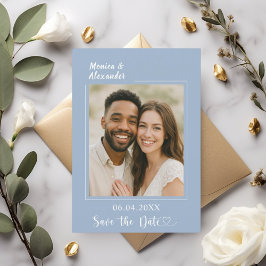 Reserve A Data Dusty blue modern photo wedding Save the Date