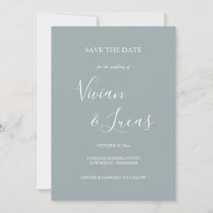 Reserve A Data Dusty Blue Script Wedding Salvar a Data