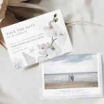 Reserve A Data Dusty Blue Seashell White Orchid Beach Com Foto<br><div class="desc">Dusty Blue Seashell White Orchid Beach with Photo Save The Date Este chá de panela de aquarela apresenta orquídeas brancas e pampas pampas brancas e poeirentos corais azuis criando o perfeito casamento na praia. É perfeito para praia, verão, blush, tropical, azul empoeirado, destino, casamento sobre temas oceânicos. Você pode editar/personalizar...</div>