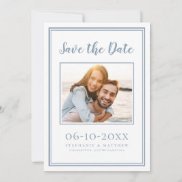 Reserve A Data Dusty Blue Wedding Simple Noivado Photo Modern