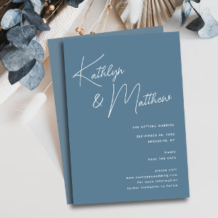 Reserve A Data Dusty Blue Whimsical Script Minimalista Moderno