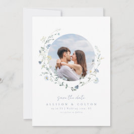 Reserve A Data Dusty Blue Wildflower Rustic Fotografia de Casais 