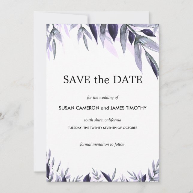 Reserve A Data Dusty Botanical Floral Weding the Date Card (Frente)
