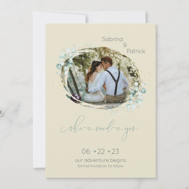 Reserve A Data Dusty Mellow Yellow Ela Disse Sim Foto (Frente)