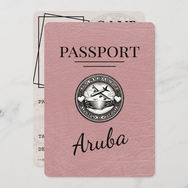 Reserve A Data Dusty Rosa Aruba Passport Salvar Data (Frente/Verso)