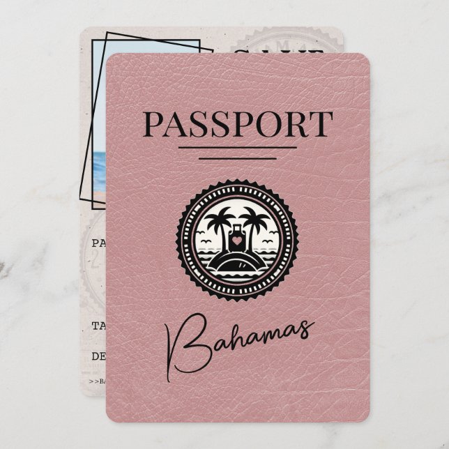 Reserve A Data Dusty Rosa Bahamas Passaporte Salvar Data (Frente/Verso)
