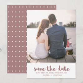 Reserve A Data Dusty Rosa e Bolinhas White Photo