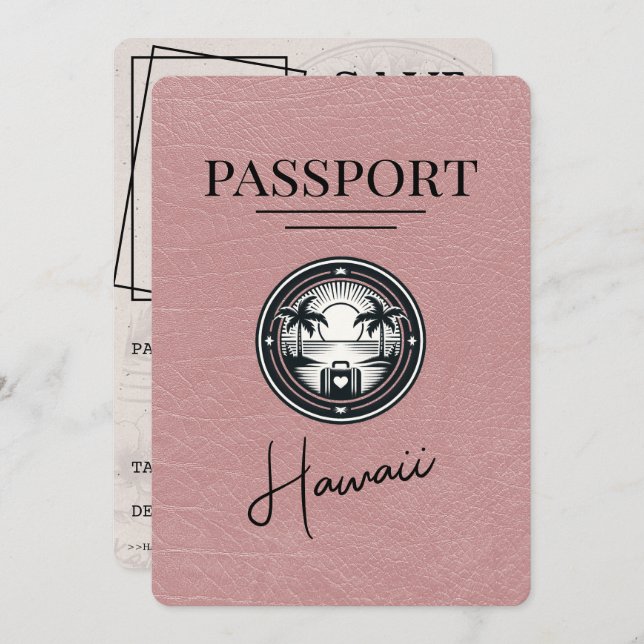 Reserve A Data Dusty Rosa Hawaii Passaporte Salvar Data (Frente/Verso)