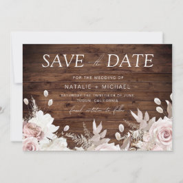 Reserve A Data Dusty Rosa & Rustic Boho Floral Blush Weding