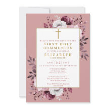 Dusty Rose Boho Floral Primeira Comunhão 