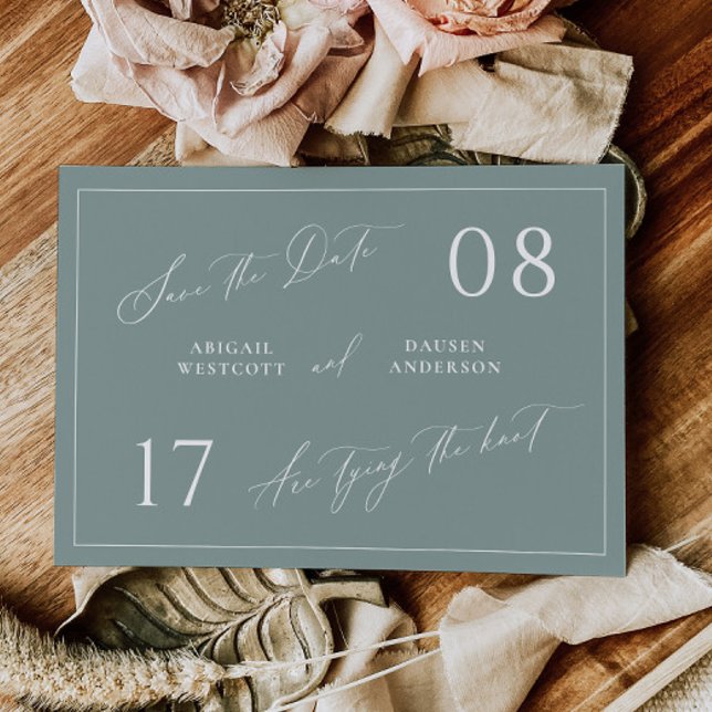 Reserve A Data Dusty Sage Save the Date Wedding Announcement (Criador carregado)