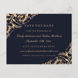 Reserve A Data Economias florais do casamento do vintage Dourado