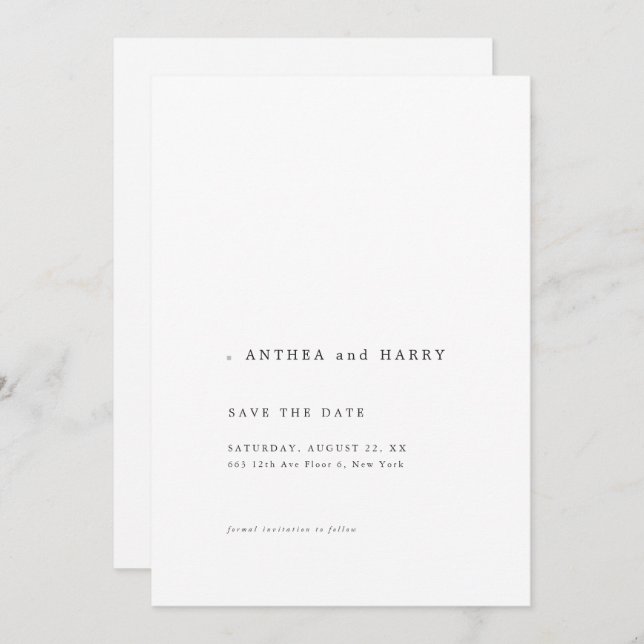 Reserve A Data Editorial Photo Modern Serif Wedding Save the Date (Frente/Verso)