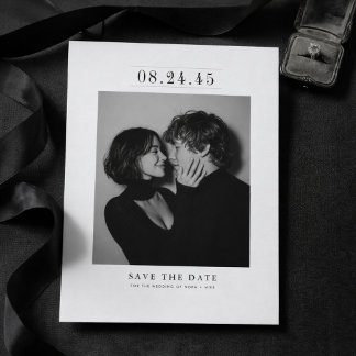 Reserve A Data Editorial Serif Black & White Photo Save the Date