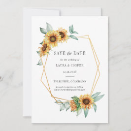 Reserve A Data Efeito Dourado FLORAL de girassol Russo geométrico