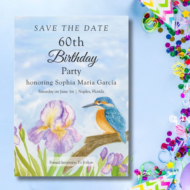 Reserve A Data eKingfisher with Purple Irises Party (Criador carregado)