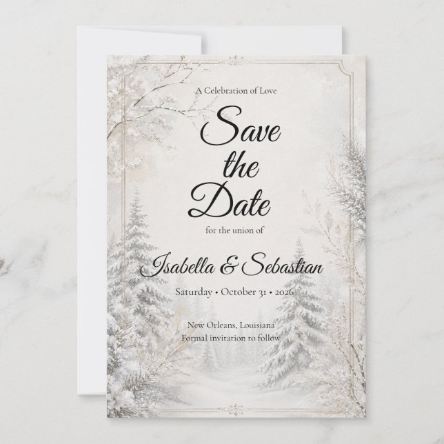 Reserve A Data Elegância Atemporal de Casamento na Floresta de In (Frente)