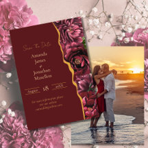 Elegância Borgonha com Boda de Foto Personalizada 