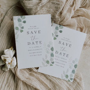 Reserve A Data Elegância de Folha Verde Casamento