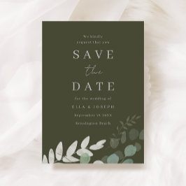 Reserve A Data Elegância Divina de Folha Verde Oliva Casamento