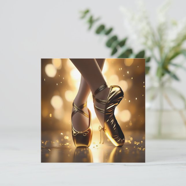 Reserve A Data Elegância Dourada: Sapatos de Bailarina em Bokeh D (Em pé/Frente)