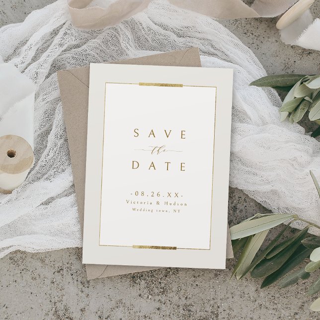 Reserve A Data Elegância em Moldura Simples Moderno Sofisticado C (Framed Elegance Simple Modern Classy Wedding Save The Date)
