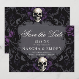 Reserve A Data Elegância Gótica Purple Boho Skull Salvar Data