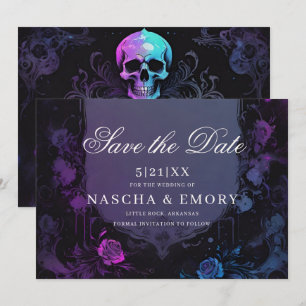 Reserve A Data Elegância Gótica Purple Boho Skull Salvar Data