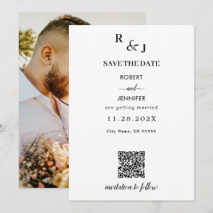 Reserve A Data Elegância Moderna em Preto e Branco Foto Casamento