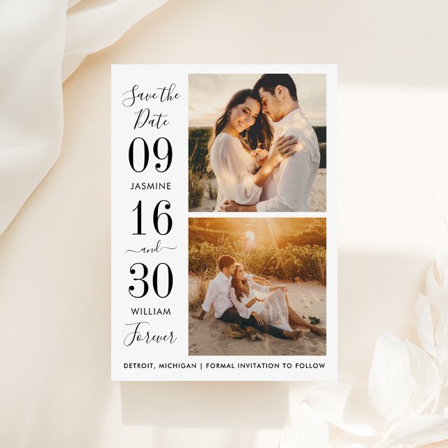 Reserve A Data Elegância Moderna Foto de Casamento Preto (Criador carregado)