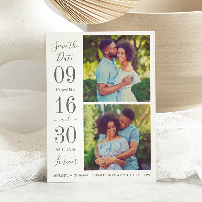 Reserve A Data Elegância Moderna Fotografia de Casamento Cinza Ca (Criador carregado)