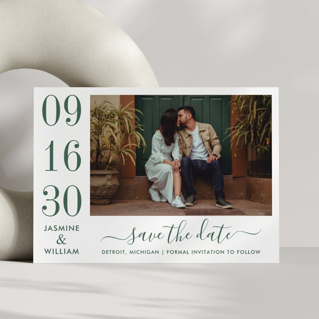 Reserve A Data Elegância Moderna Fotografia de Casamento Verde Es (Criador carregado)